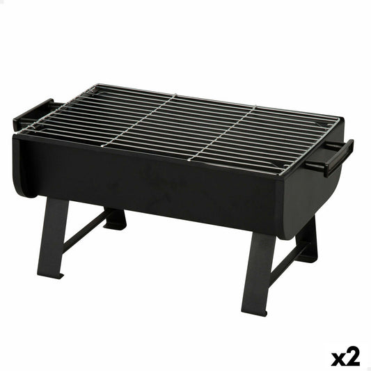 Barbecue Portable Aktive Steel 45 x 25 x 30 cm Black (2 Units)-0